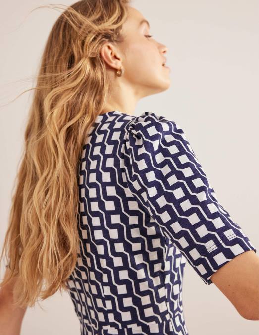 Boden vêtements géo marine et cube femmes robe zoé en jersey LB2X575