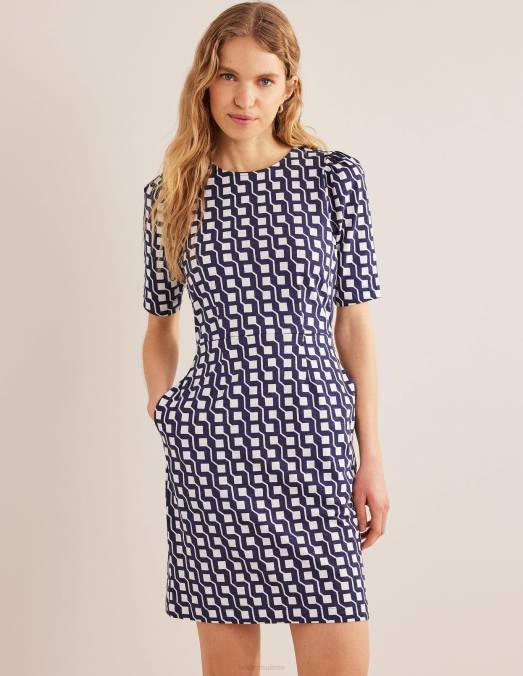Boden vêtements géo marine et cube femmes robe zoé en jersey LB2X575