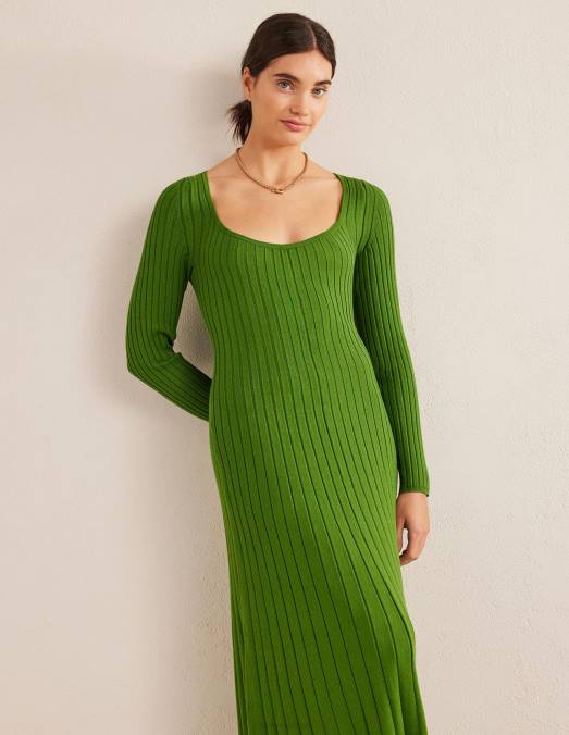 Boden vêtements garde forestier femmes robe mi-longue en maille à encolure dégagée LB2X2066