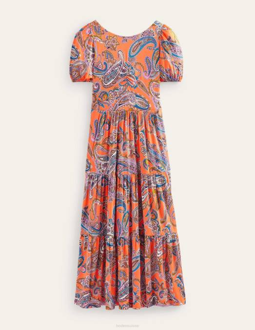 Boden vêtements gelée d'orange et pop paradis femmes robe longue en jersey à découpe au dos LB2X1