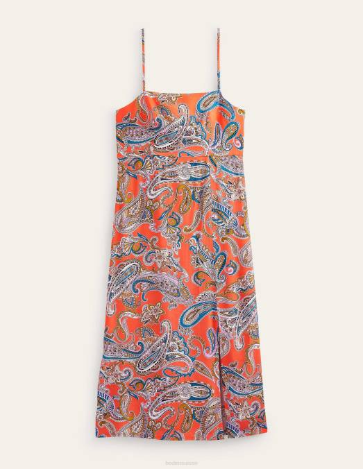 Boden vêtements gelée d'orange et pop paradis femmes robe midi à fines bretelles LB2X4