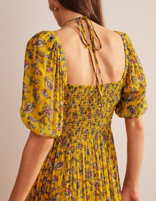 Boden vêtements graines de moutarde et automne des prés femmes robe longue à détail dos nu LB2X9