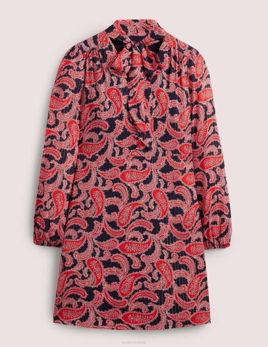 Boden vêtements grappe rouge et cachemire femmes robe courte nouée à l'encolure LB2X1685