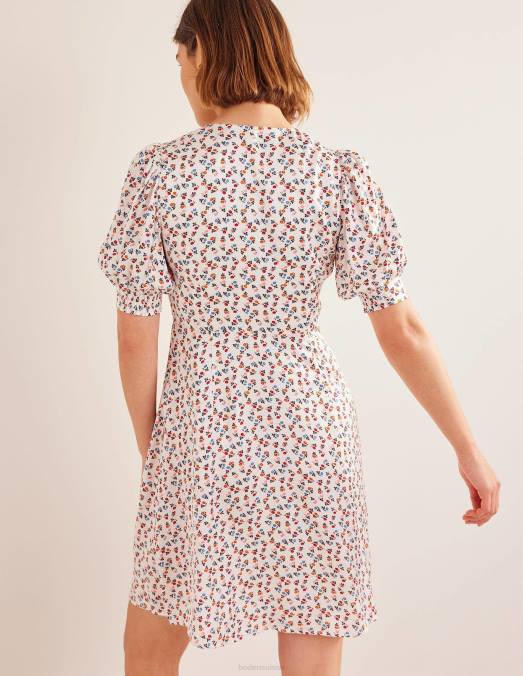 Boden vêtements ivoire et marguerite douce femmes robe de thé en satin LB2X1169