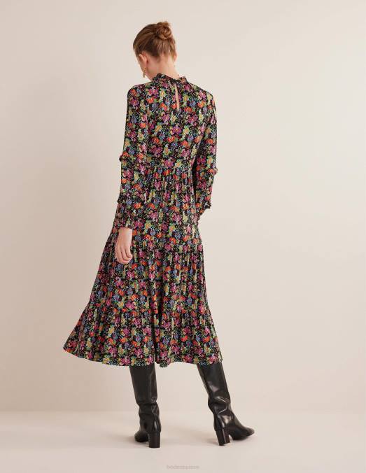 Boden vêtements jardin multi et œillets femmes robe mi-longue en jersey à empiècements superposés LB2X1577