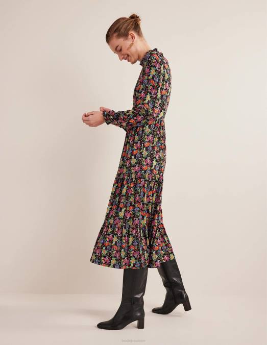 Boden vêtements jardin multi et œillets femmes robe mi-longue en jersey à empiècements superposés LB2X1577