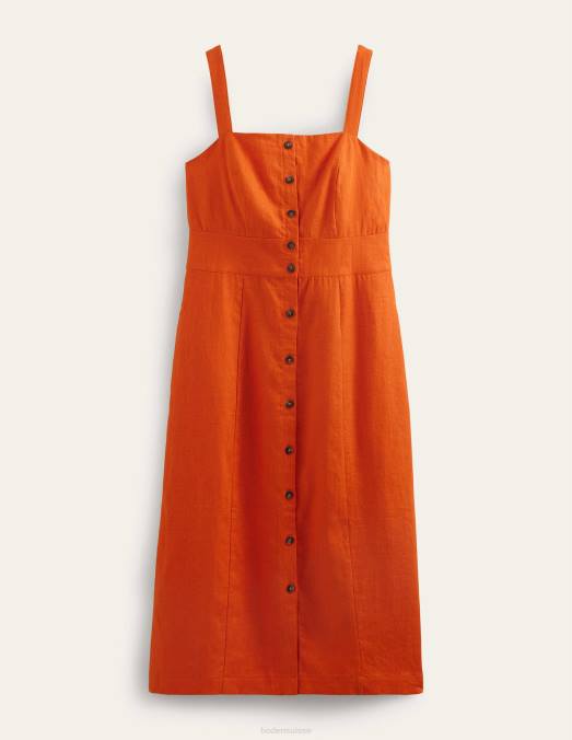 Boden vêtements kumquat femmes robe midi à bretelles en lin LB2X967