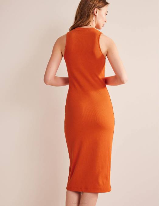 Boden vêtements kumquat femmes robe midi en jersey côtelé LB2X1296