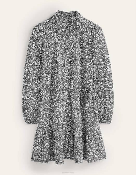 Boden vêtements marguerite noire et à pois femmes robe courte en jersey à volants LB2X1506