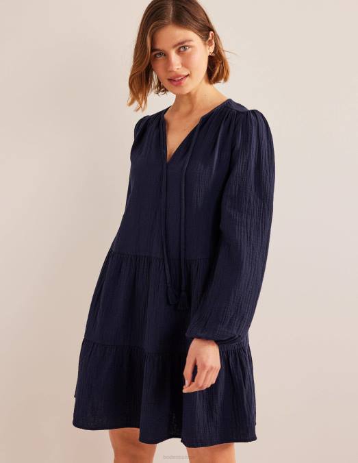 Boden vêtements marine femmes mini-robe en étamine LB2X1316