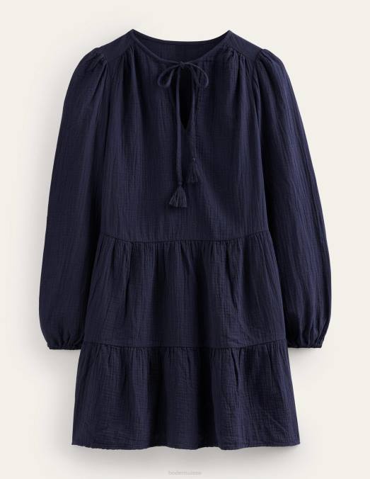 Boden vêtements marine femmes mini-robe en étamine LB2X1316