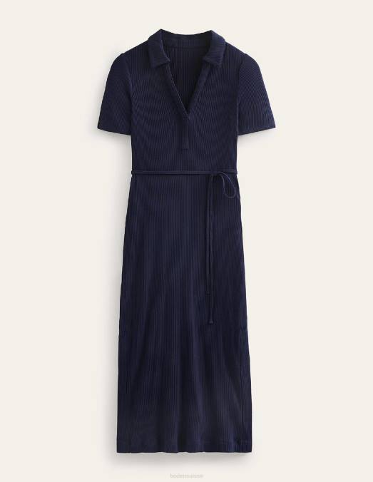 Boden vêtements marine femmes robe-chemise midi en jersey côtelé LB2X55