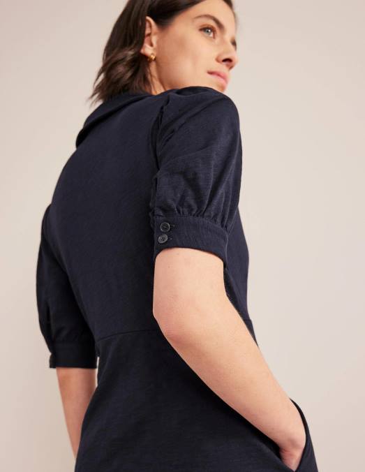 Boden vêtements marine femmes robe courte en jersey boutonnée LB2X2158