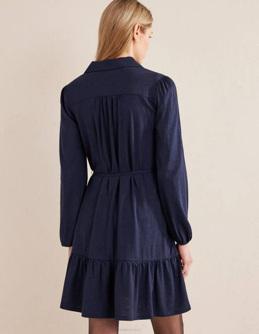 Boden vêtements marine femmes robe courte en jersey à volants LB2X1560