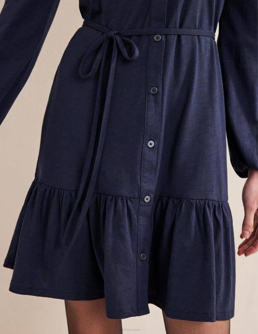 Boden vêtements marine femmes robe courte en jersey à volants LB2X1560