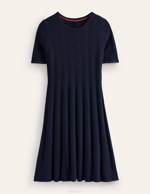 Boden vêtements marine femmes robe courte évasée en mailles LB2X964