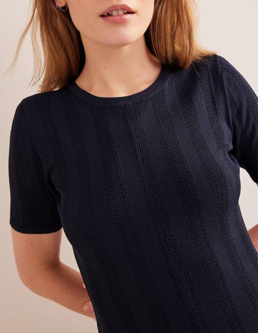 Boden vêtements marine femmes robe courte évasée en mailles LB2X964