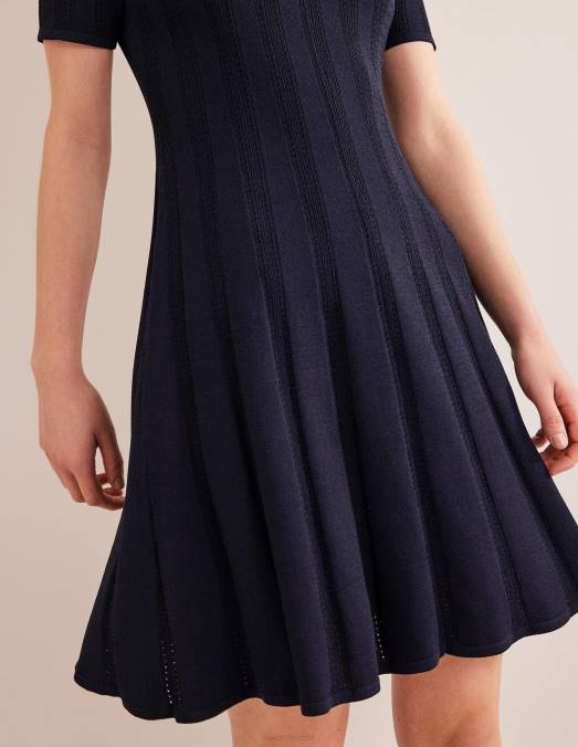 Boden vêtements marine femmes robe courte évasée en mailles LB2X964