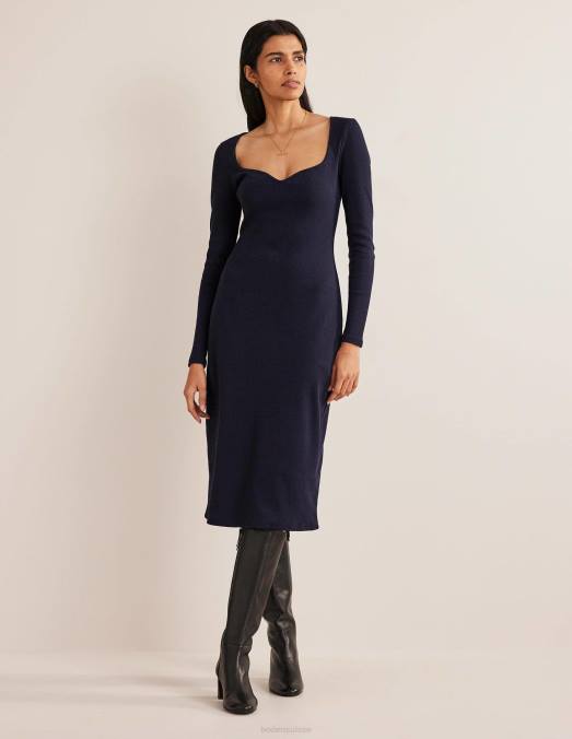 Boden vêtements marine femmes robe en jersey côtelé LB2X923