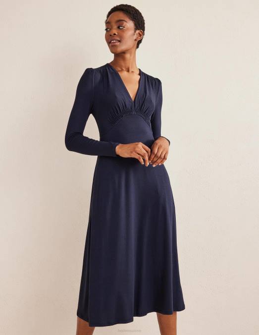 Boden vêtements marine femmes robe mi-longue en jersey LB2X1378