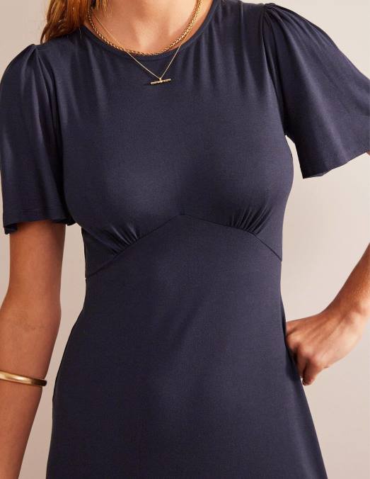 Boden vêtements marine femmes robe mi-longue en jersey LB2X40
