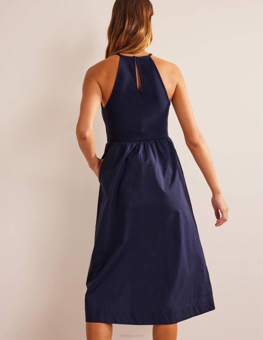 Boden vêtements marine femmes robe midi côtelée dos nu LB2X1152