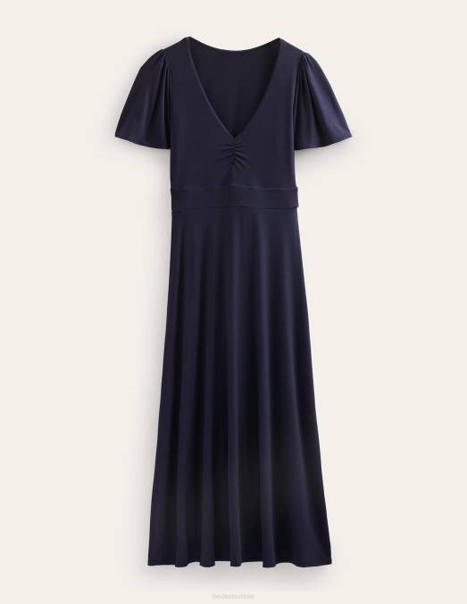 Boden vêtements marine femmes robe midi en jersey à col V LB2X7