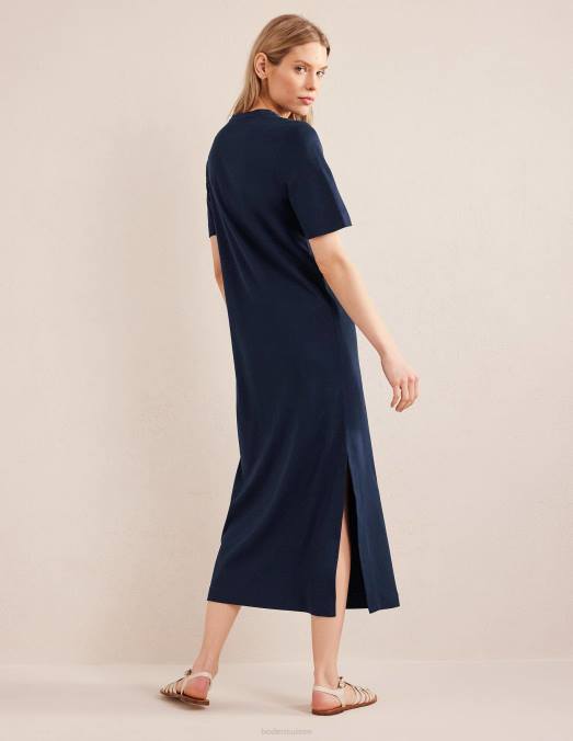 Boden vêtements marine femmes robe t-shirt mi-longue en jersey LB2X1125