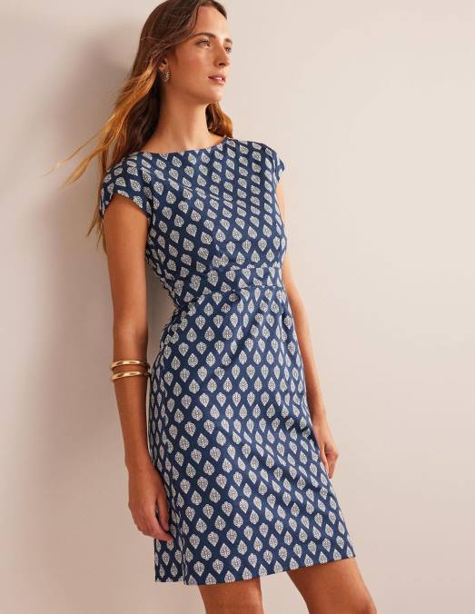 Boden vêtements marine française et bourgeon de jasmin femmes robe fleurie en jersey LB2X582