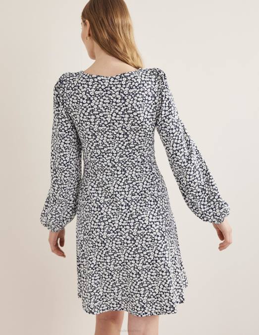 Boden vêtements marine française et brin de tulipe femmes robe courte en jersey boutonnée sur le devant LB2X2465