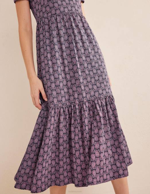 Boden vêtements marine française et coeur cachemire femmes robe midi en jersey facile à volants LB2X1443