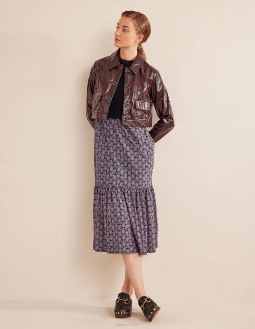 Boden vêtements marine française et coeur cachemire femmes robe midi en jersey facile à volants LB2X1443