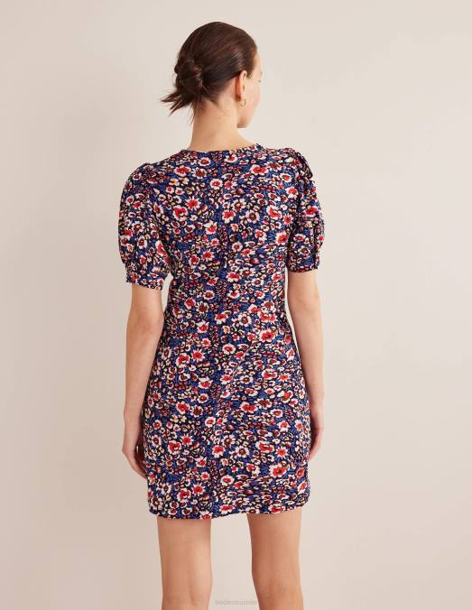Boden vêtements marine française et eden bloom femmes robe courte en jersey à col V LB2X1070