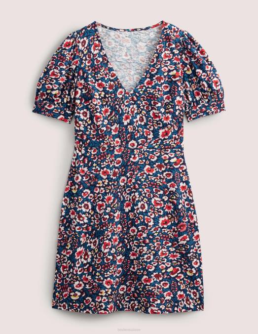 Boden vêtements marine française et eden bloom femmes robe courte en jersey à col V LB2X1070