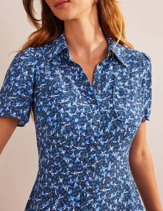 Boden vêtements marine française et flore femmes robe chemise Clara LB2X48