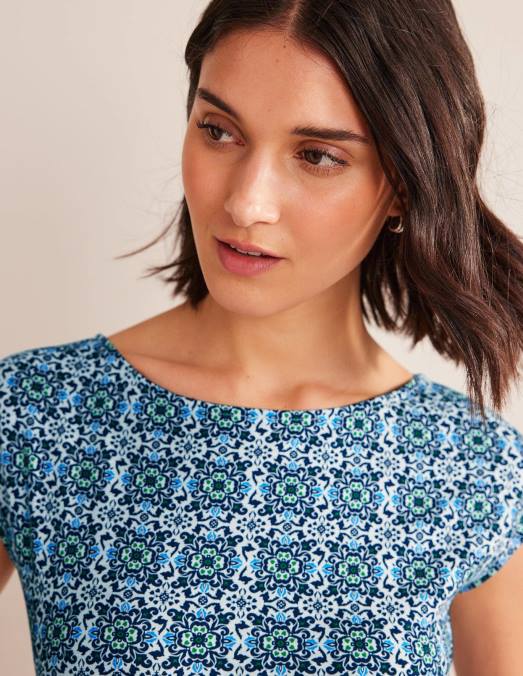 Boden vêtements marine française et pépins opulents femmes robe fleurie en jersey LB2X1278