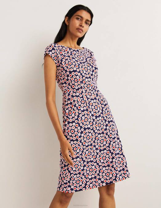 Boden vêtements marine française et petit tourbillon femmes robe fleurie en jersey LB2X2552