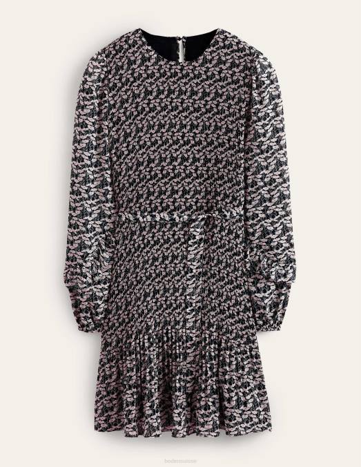 Boden vêtements marine française et vigne de coquelicot femmes robe courte plissée LB2X2544