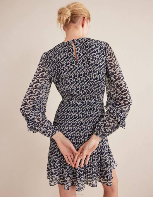 Boden vêtements marine française et vigne de coquelicot femmes robe courte plissée LB2X2544