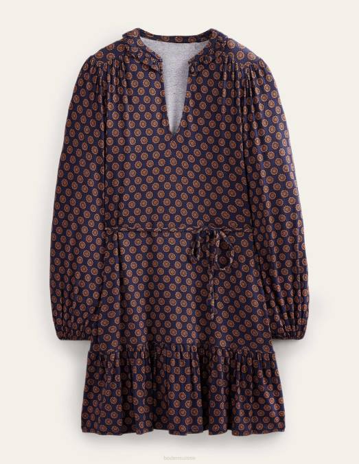 Boden vêtements marine française & géo tournesol femmes robe en jersey à col cranté LB2X1185