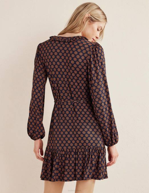 Boden vêtements marine française & géo tournesol femmes robe en jersey à col cranté LB2X1185