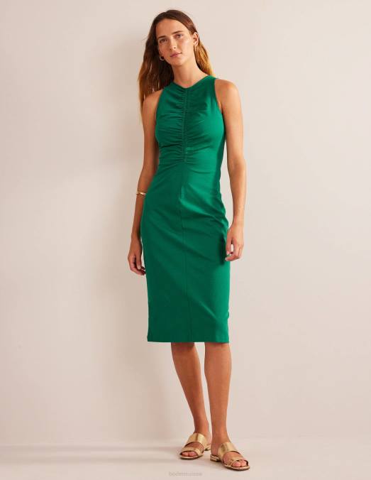 Boden vêtements émeraude brillante femmes robe mi-longue en jersey de course LB2X1007