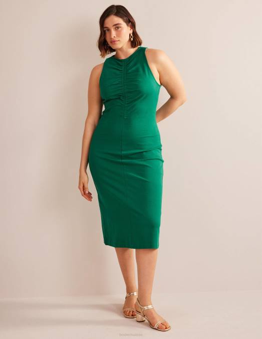 Boden vêtements émeraude brillante femmes robe mi-longue en jersey de course LB2X1007