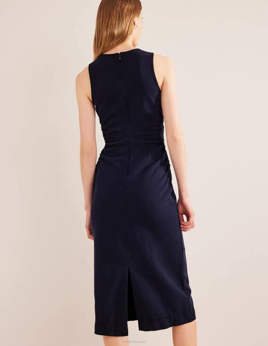 Boden vêtements mi millésime femmes robe mi-longue froncée sur les côtés LB2X1197