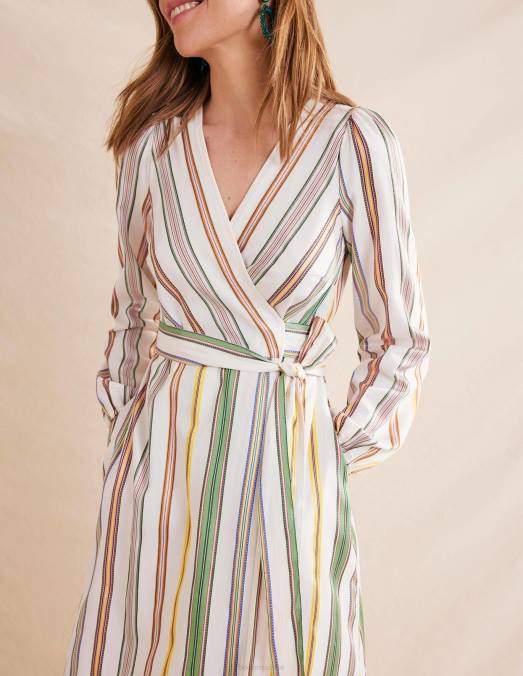 Boden vêtements multicolore et rayures femmes robe portefeuille longue à rayures LB2X1328