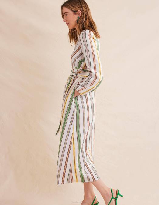 Boden vêtements multicolore et rayures femmes robe portefeuille longue à rayures LB2X1328