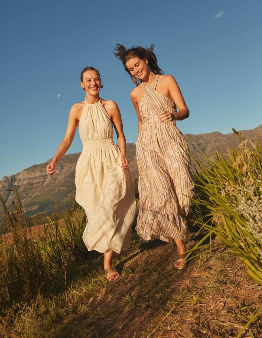 Boden vêtements multirayures métallisées femmes robe longue à rayures métallisées LB2X1261