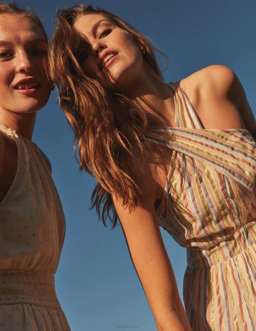 Boden vêtements multirayures métallisées femmes robe longue à rayures métallisées LB2X1261