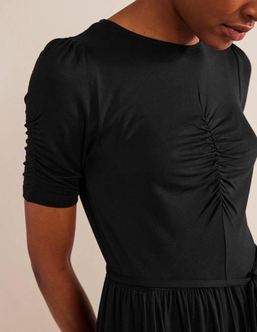 Boden vêtements noir femmes robe courte en jersey à buste froncé LB2X1829