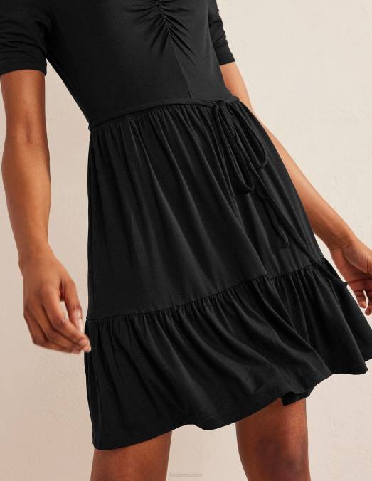 Boden vêtements noir femmes robe courte en jersey à buste froncé LB2X1829